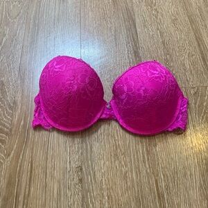 Juicy Couture Intimates Vibrant Hot Pink Lace Push-Up Bra 38C